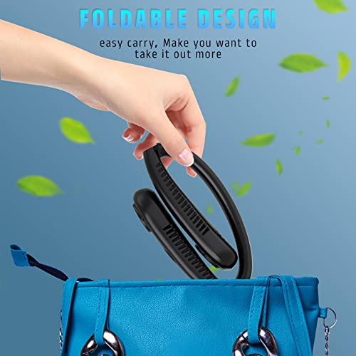 LAESO Foldable Portable Neck Fan - Rechargeable Folding Hands Free Cooling Bladeless Personal Fan Battery Operated, LCD Display 3 Speeds USB Wearable Quiet Fan for Women Men Gifts Outdoor Indoor by LAESO - Image 2
