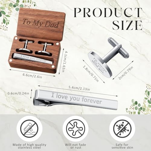Image of Colingmill Father of the Bride Gift Dad of the Bridegroom Cufflinks Tie Clip Set with Engraved Wood Gift Box for Dad