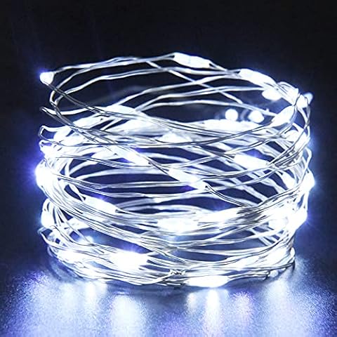 Etopgo Led Fairy String Lights Valentines Decorations 5M /50 LED Battery Powered String Lights Christmas Cool White for Indoor Outdoor Decoration, Gift, Wedding,Christmas Decoration (Cool White) Cover