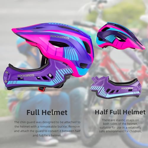 ROCKBROS Kids Full Face Bike Helmet Lightweight Detachable MTB Helmet - image 3