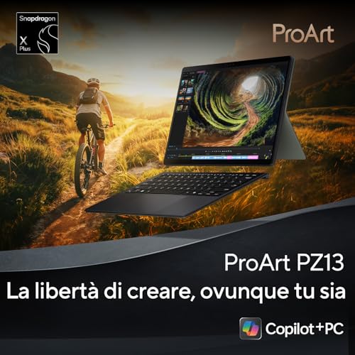 ProArt PZ13 OLED HT5306QA#B0D5RH8H2C, Notebook in alluminio con Monitor da 13.3" Glossy, Copilot+ PC, Processore Snapdragon® X Plus, RAM 16GB, 1TB SSD, Qualcomm® Adreno™ GPU, WIN 11 HOME, Nero - Notebook - Immagine 7