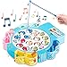 HCHENG Jeu de Pêche Jeux de Société Musical Magnétique Poisson Jouets avec 2 Cannes à Pêche pour Les Enfants 3 4 5 Ans (Couleur Aléatoire)