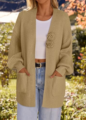 Image of MEROKEETY Long Sleeve Oversized Cardigan Sweaters for Women | Fall Winter Sweaters, Open Front, Chunky Knit, 2026 Casual Work Outerwear with Pockets