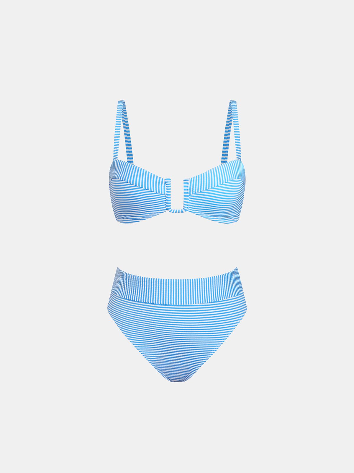 CUPSHE Ensemble de bikini deux pièces taille haute pour femme avec fil en U et bas coquin, crochet dans le dos
