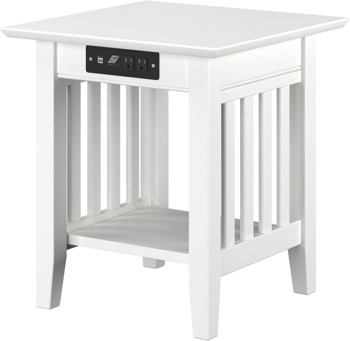 Atlantic Furniture AH14212 Mission End Table with Charging Station, White