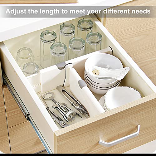 SENENQU 4 Pack Adjustable Drawer Dividers 4" High, 15"-21" Expandable Drawer Organizer, Extendable Drawer Separators with Foam Edges for Kitchen Bedroom Drawer Storage - Image 5