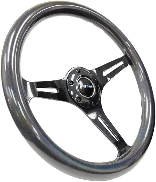 Miniatura 2 de NRG Innovations NRG-ST-015BC-CN - Volante clásico de grano de madera, 13.780 in, 0.984 in de profundidad, 3 radios negros, agarre de pintura nacarada