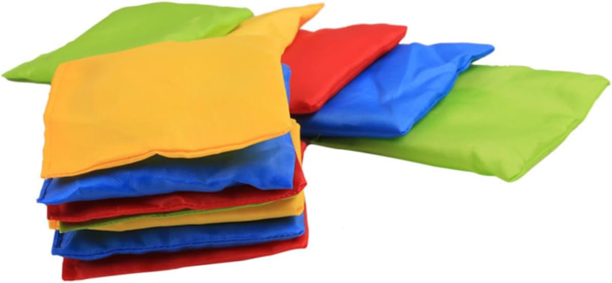 Toyvian 12pcs Nylon Bean Bags for Boy Girl Tossing Game Bright Colors Red Yellow Green for Outdoor Activities and Fun Playtime
