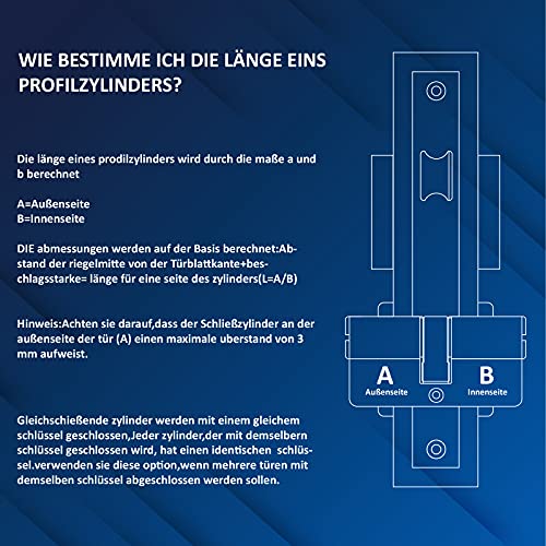 Hengsong Schließzylinder Profil-Zylinder Doppelzylinder 40/40 mit 8 Schlüsseln, Zylinderschloss,geeignet für alle Arten von Türen, aus Zinklegierung, Metallsilber-Knaufzylinder