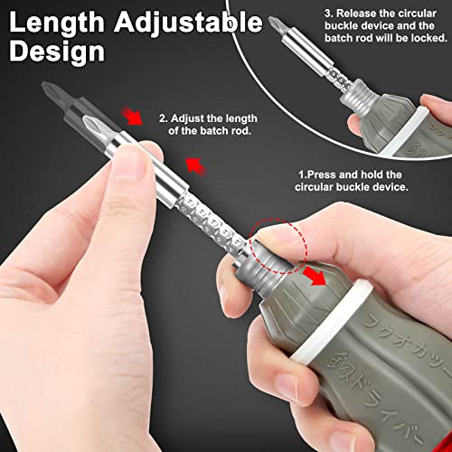 Aeccn 8-In-1 Ratcheting Multi-Bit Screwdriver Set, Impact Rated Stubby Screwdriver Adjustable Magnetic Tool With Phillips, Slotted, Square And Nut Driver - Fo-6009X #TOP2