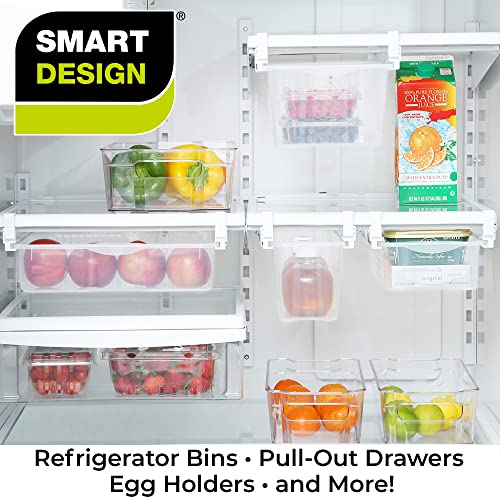 Smart Design Adjustable Sliding Pull Out Egg Drawer - Set Of 2, Holds 18 Eggs Each - Bpa Free Plkastic - Fridge Bin, Refrigerator Holder Box, Clear Plastic Freezer Container, Organizer Tray - Clear #TOP5