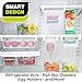 Smart Design Adjustable Sliding Pull Out Egg Drawer - Holds 18 Eggs - BPA Free - Fridge Bin, Refrigerator Holder Box, Clear Plastic Freezer Container, Food Storage Shelf, Organizer Tray - Clear