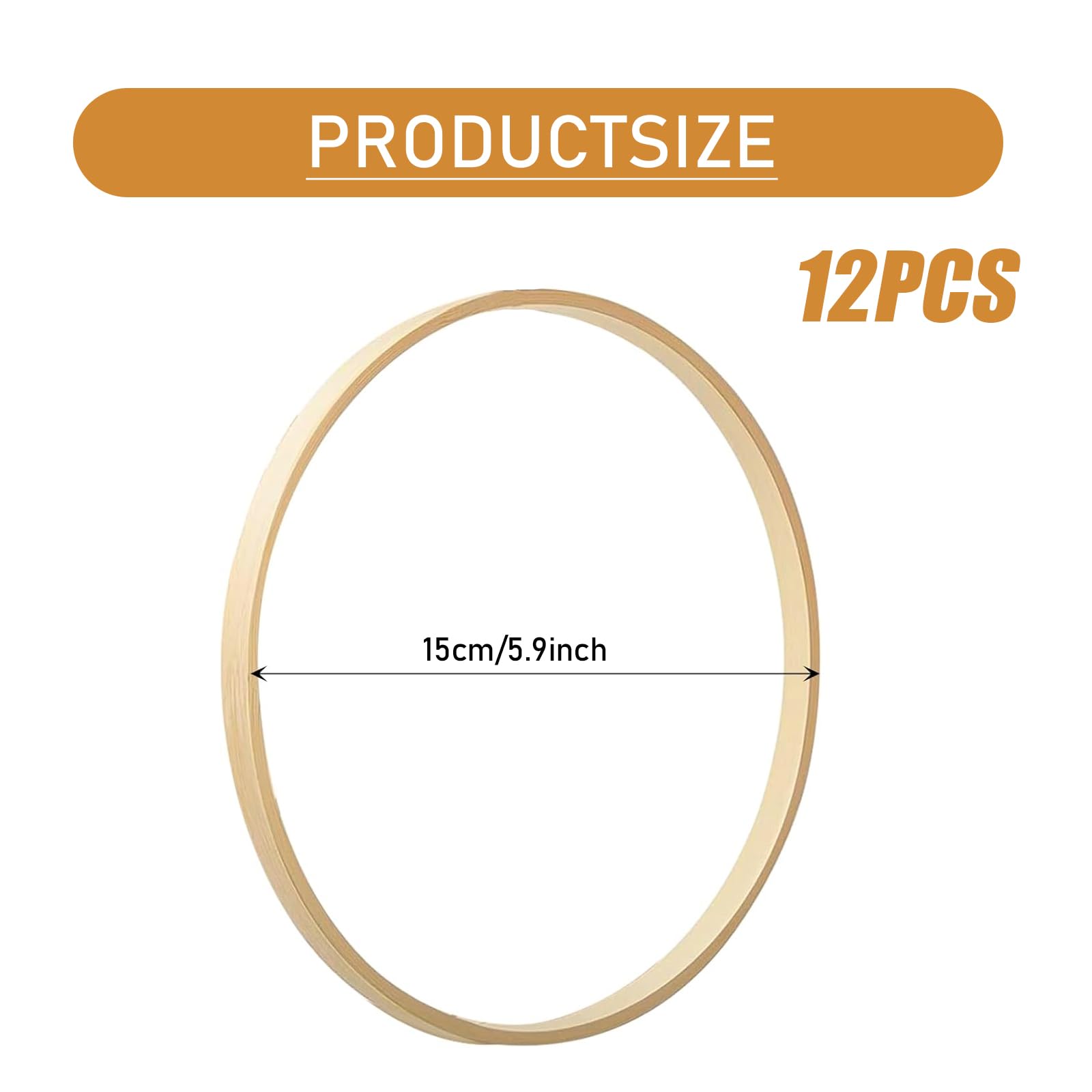 Wekuw 12 Piezas Aros de Madera, Bambú Aros para Atrapasueños, Aros Anillos de Madera para Decoración de Coronas Atrapasueños, Bricolaje Navidad o Guirnalda de Boda Dream Catcher Wall Craft