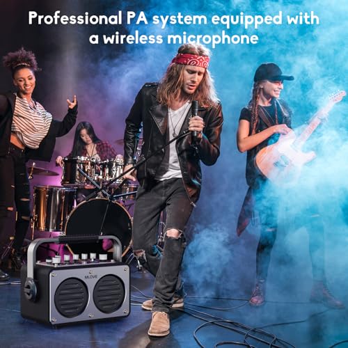 Image of MLOVE Karaoke Machine for Adults with 2 Wireless Microphone, Bluetooth 5.4 200W Portable PA Speaker,REC, EQ Sound Effects, Instrument Input - Ideal for Home,Outdoor Parties Friends and Families Gifts