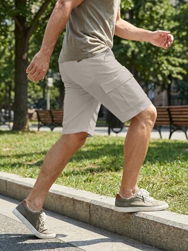 Image of JMIERR Mens Casual Cotton Twill Cargo Shorts Drawstring Classic Chino Stretch Short with 6 Pockets