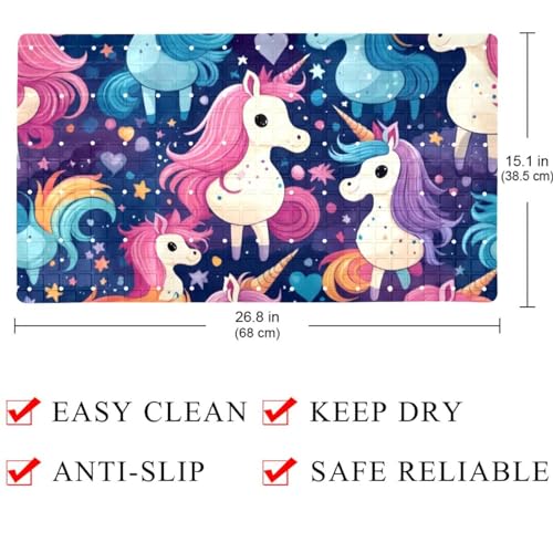 Tapis de bain licorne extra long antidérapant en PVC à ventouses