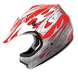 SmartDealsNow Youth DOT Helmet Red/Flame Color Dirt Bike Style Youth Model (Small)