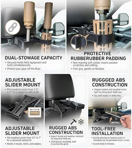The Ultimate Universal Seat Back Gun Rack, Adjustable Vehicle Rifle Heavy Duty Backseat Organizer with Secure Straps Hunting Gear Storage Vehicle Rifle Holder for Truck Suv Car - 5