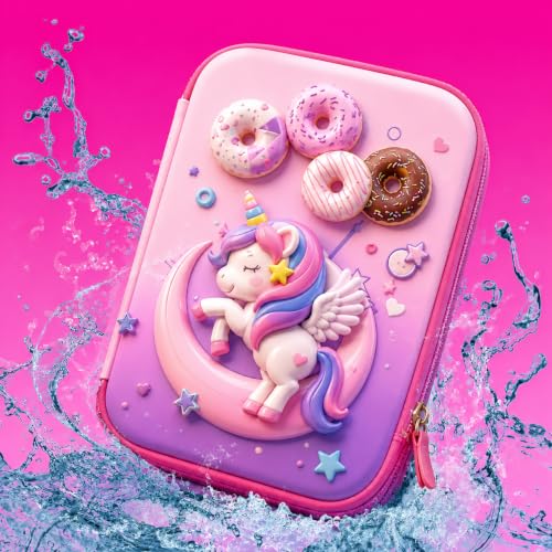 Image of Umadiya Premium Eva 3D Cover Large Capacity Pencil Case Compartments, School Pouch Stylish Pen Holder (Pink Unicorn)