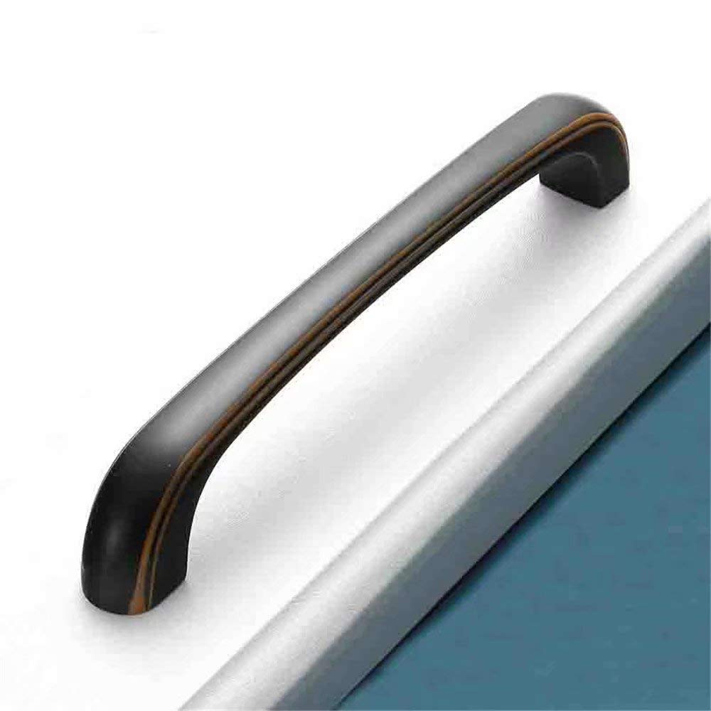 10 Stück Küchenschrankgriff Schubladengriffe Möbelknäufe Türknauf Griffe aus Zinklegierung Klassische Schubladengriffe (Schwarz + Retro-Kaffee Lochabstand 128 mm)