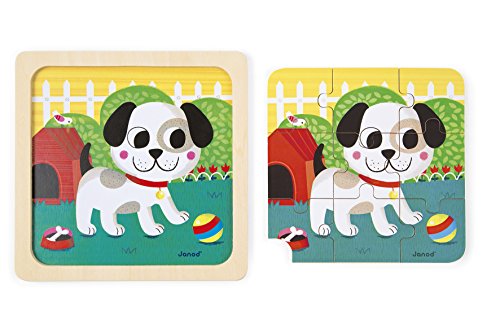 Janod J07066 Wooden puzzle 9 pieces, Titus Dog