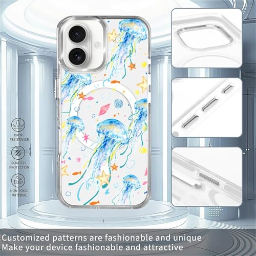 Coque iPhone 16 Plus transparente méduse esthétique pour le quotidien des femmes - 3