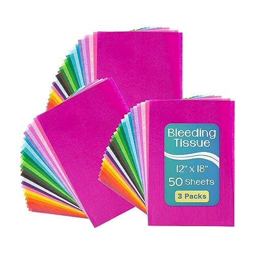 Hygloss Bleeding Tissue Assortment 12 x 18-Inch 20 Assorted Colors 50 Sheets per Pack 3-Packs (150 Sheets Total)