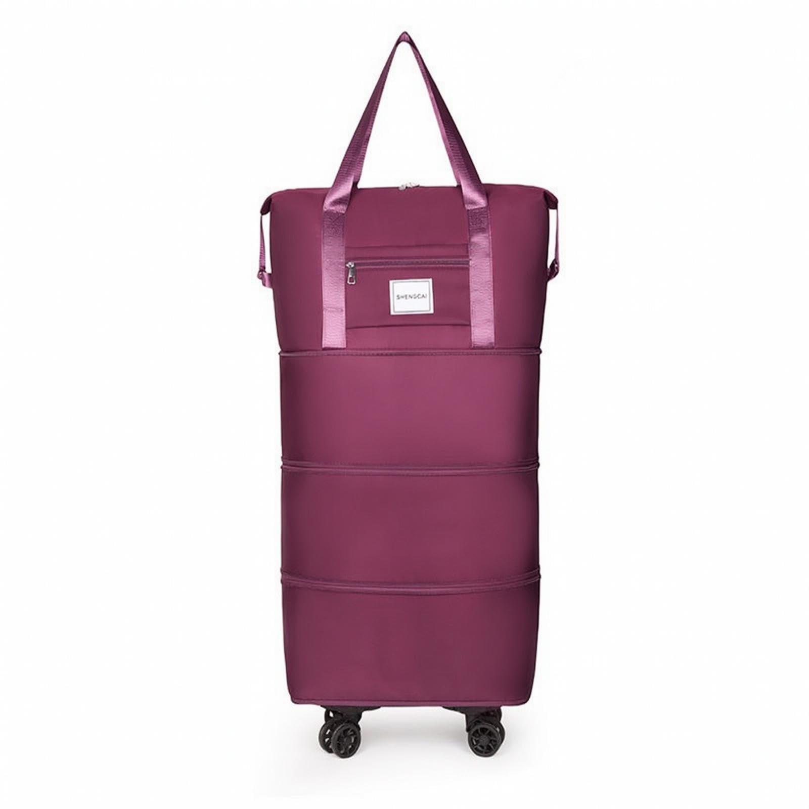 Wheeled Travel Bag Detachable Rolling Luggage with Rotating Wheels Wheels Waterproof Expandable Duffel Bag for Journeyers, Students, Moving, Dorm Life Dark Purple XL-Backpack-picture-26