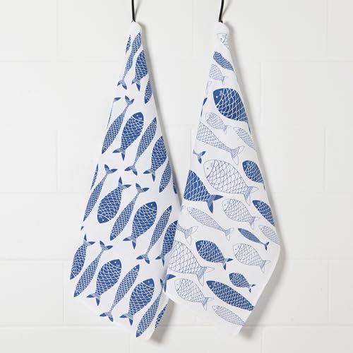 Image of Now Designs Floursack Dishtowels Set of 2 | Royal Blue Fish Market