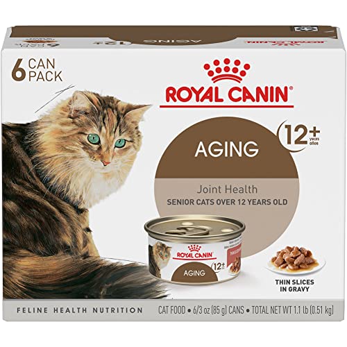 Image of ROYAL CANIN Feline Health Nutrition Aging 12+ Senior Thin Slices in Gravy Cat Food, 3 oz (Pack of 6)