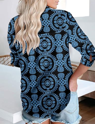 Image of Magritta Women's Shirts Fashion Casual Loose Fit Long Sleeve Button Down Lightweight Collared Blouse Tops