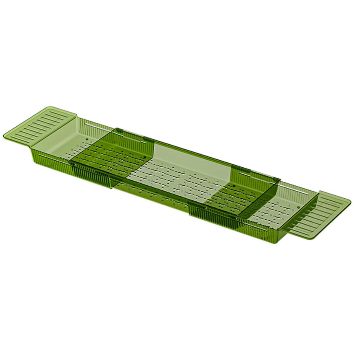 HEALLILY Vassoio da Bagno Regolabile Mensola da Vasca in Pet Verde Design Estensibile e Robusto Supporto Antiscivolo per Telefono e Tablet Accessorio per Bagno