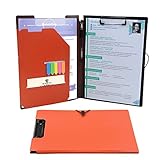 Clipboard Folder File Padfolio Clipboard Storage, Kakbpe Bussiness Letter Size Padfolio with Refillable Notepads, Give a Total of 100 Note Page Markers in Five Colors-Orange, Letter Size