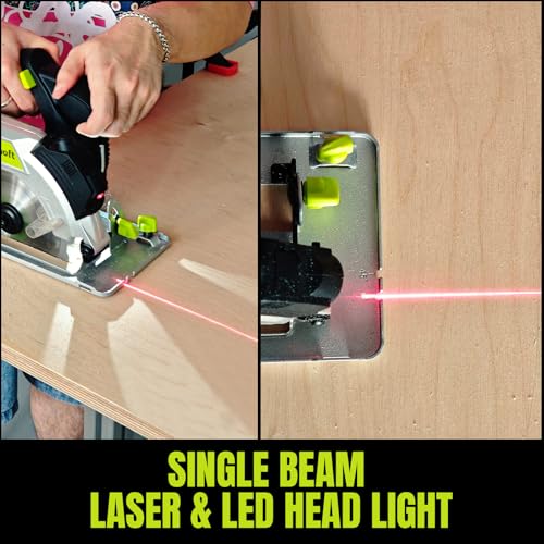 Image of Brushless Cordless Circular Saw Kit for Wood Cutting with 20V 6-1 /2-Inch with LED Light & Red Beam Guide & Battery and Charger (4.0Ah)