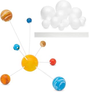 24 Piece DIY Solar System Model Kit with 14 White Foam Balls and 10 Bamboo Sticks for School Science Projects