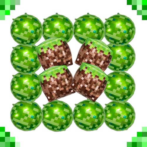 21" Pixel Foil balloons, 16Pcs Large MIning Foil Metallic Balloon...