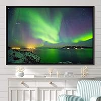Framed Canvas Wall Art Dayspring Astronomy & Space Contemporary Cosmic Dramatic Green Group Photography Realism - 16x24 inches
