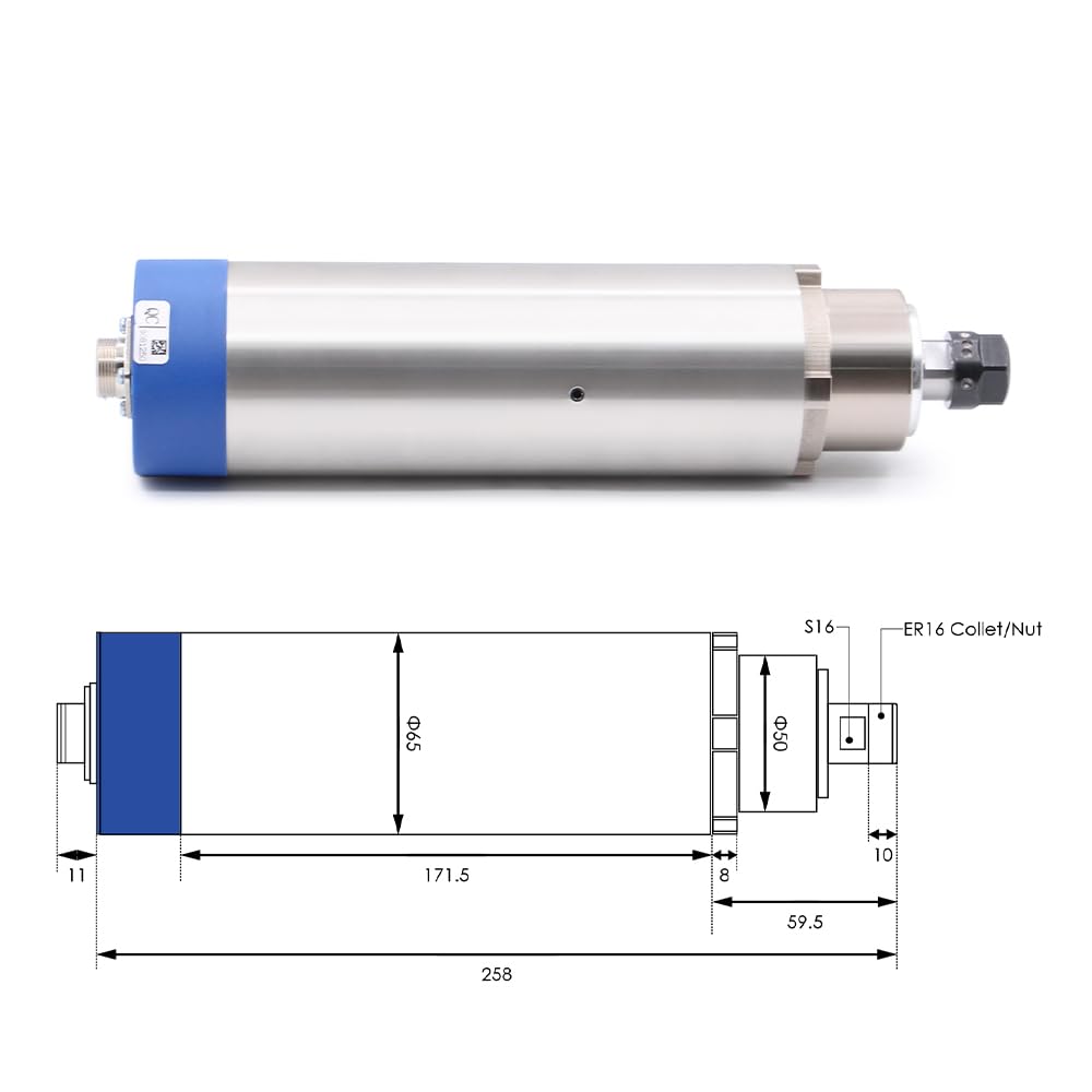 1.5KW ER16 D65 110V Air cooled spindle motor steel ball bearings