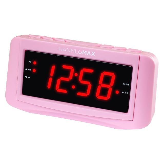 HANNLOMAX HX-117CR Alarm Clock Radio PLL AM FM Radio 1 2 Red LED Display Dual Alarm Alarm Wake
