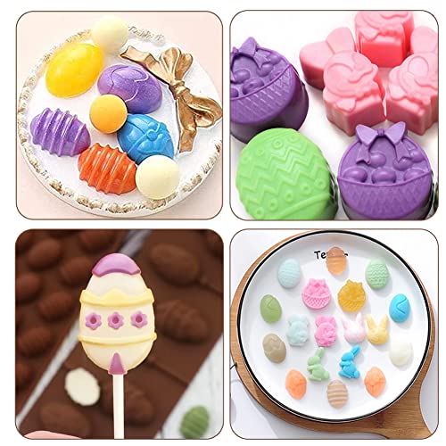 4 Pack 45 Cavity Large Easter Egg Chocolate Mold,Easter Eggs Silicone Molds,,Lollipop Bunny Duck Mold,Egg Silicone Chocolate Candy Cake Gummy Cookie Mold Trays For Cake Diy Easter Baking Tools #TOP6
