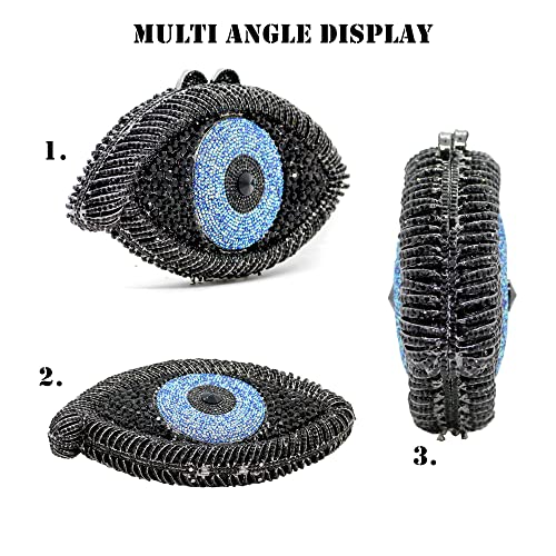 Chaliwini Black Clutch Purses For Women's Evening Handbags Evil Eye Designers Bridal Wedding Crystal Prom Bags (Black) #TOP3