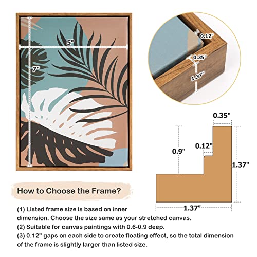 Image of 5x7 Floating Canvas Frame for Abstract Prints,0.9 inch Deep,Dark Brown | Set of 2,Easy Framing,Floating Frames for Oil Paintings Landscape Portrait,Modern Bedroom Dining Room Garden Hallway Decor