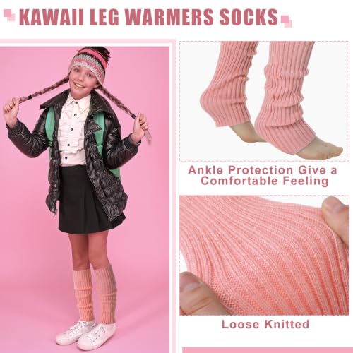 Image of Sintege 6 Pairs Leg Warmers for Girls Women | Kawaii Japanese Style Design, Soft Knitted Slouchy Boot Socks, Cute School Outfits Accessory for Girls, Lolita Costume