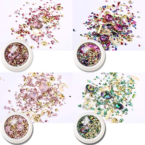 Nagelkunst Perlen Glitter 3d Nagel Dekoration 4 Boxen 3d Nagelkunst Strass Kristalle Mix Größe Strasssteine Nägel… – Bild 3