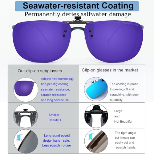 Image of MONICE Fishing Clip on Flip up Polarized Sunglasses Fit Over Prescription Glasses Driving UV Protection Gift Men Women