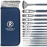 【Upgrade】 Artist Paint Brush Set, 15 Different Sizes - Nylon Hair, Perfect for Acrylic Oil, Watercolor and Gouache Painting (BLUE)