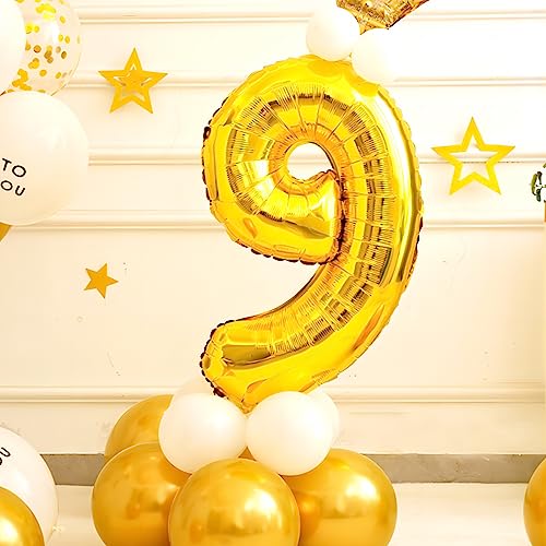 Image of Gold Number Balloons Birthday Balloons - Giant Gold Number 9 Balloon 40 inch, Numbers Balloon Birthday Decorations, Gold Party Supplies for Women Men