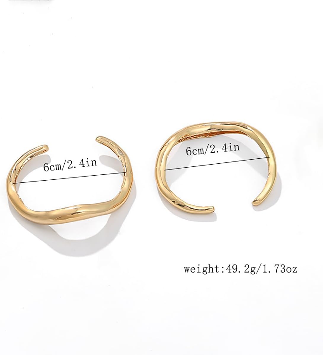 2Pcs Chunky Gold Bangle Bracelet for Women Irregular Opening Cuff Bracelets Minimalist Thick Bangle Dainty Cuff Bracelets Non Tarnish Stackable Bracelet Fashion Jewelry Gift - Image 3