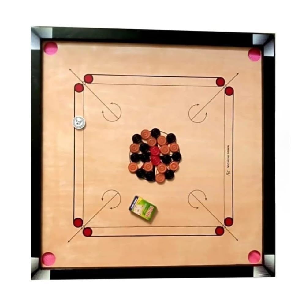Wooden Carrom Board with Coins, Striker and Boric Powder, 32 x 32 Inches Full Size, Made in India-image-41