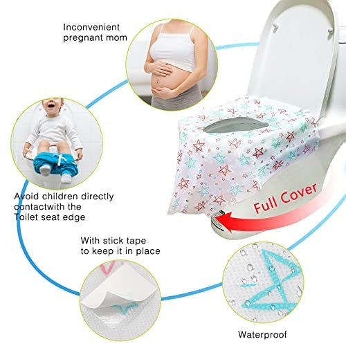 Homgaty 20 Pack Toilet Seat Covers Disposable, Extra Large Xl Portable Potty Seat Covers For Kids And Toddler Potty Training Or Home Travel Public Toilet Use(With Stick Tape,Individually Wrapped) #TOP4